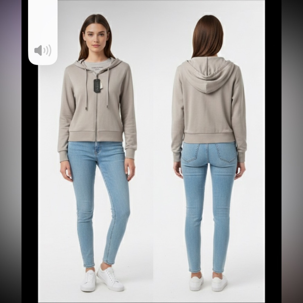 Cable & Gauge YUMMY Ultra Soft Zip Up Long Sleeve Hoodie Gray Size Medium